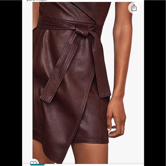 BCBGMAXAZRIA Womens Layla Cocktail Dress Asymmetric Faux Leather - Bittersweet - Picture 4 of 7